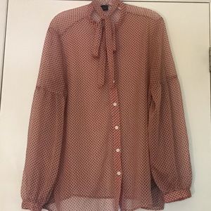 Who What Wear Sheer Neck Tie Top Size XXL